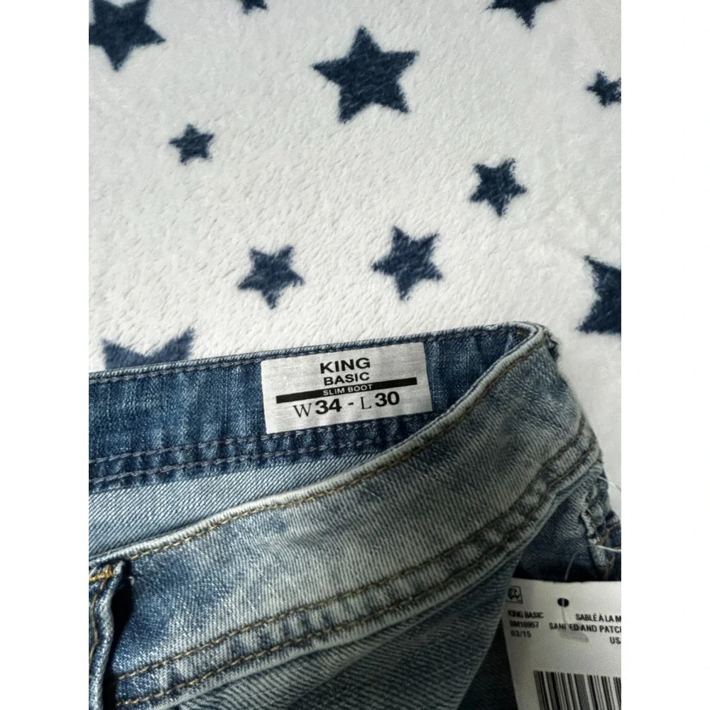 Buffalo David Bitton King Basic Slim Boot Distressed Jeans Mens 34x30 NWT